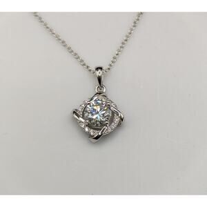 Authentic Moissanite Windmill Necklace Spring Ring Closure  925 Silver NWT